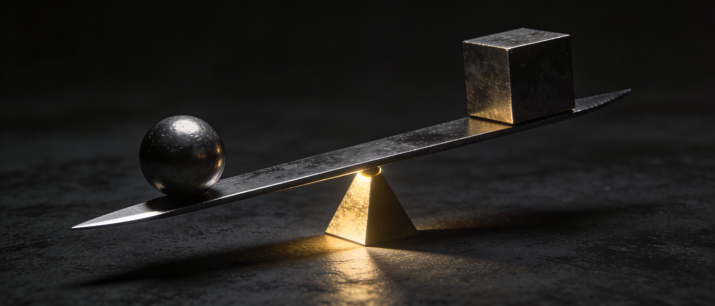 Two interlocking dark metallic rings with gold at their intersection